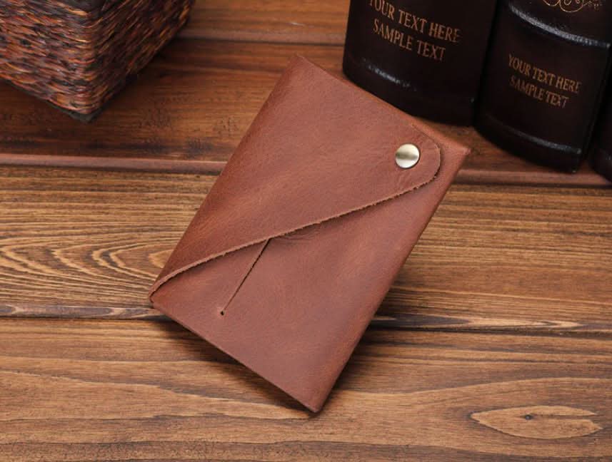 Porte-cartes minimaliste en cuir minc