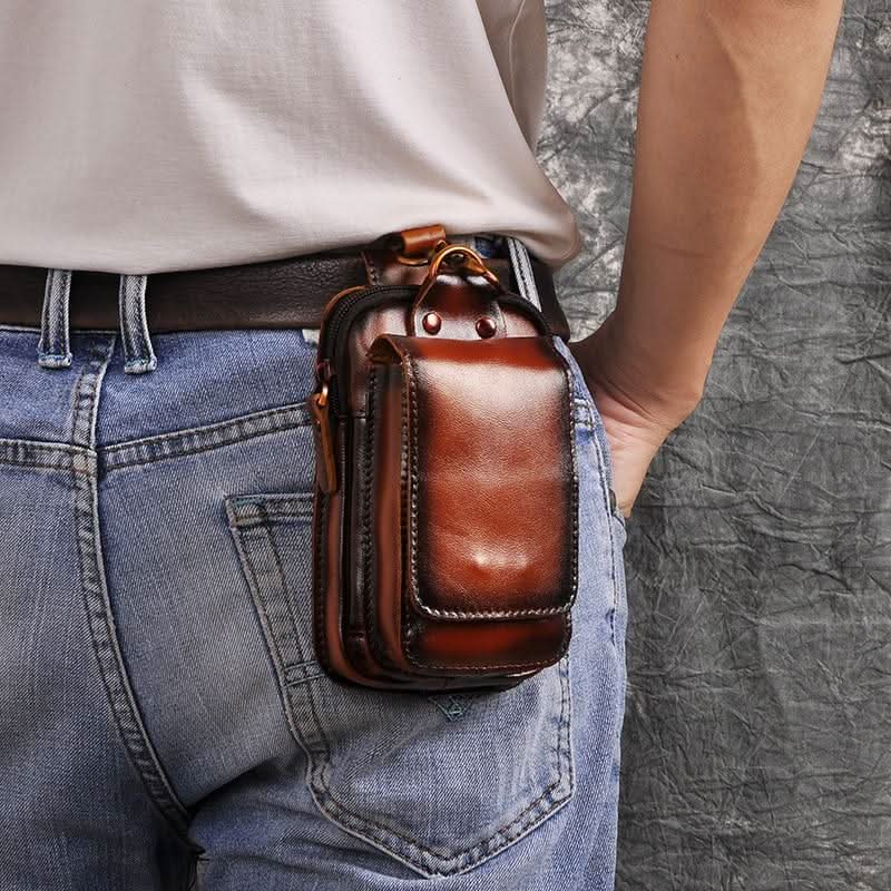 Sac de ceinture en cuir véritable pour homme