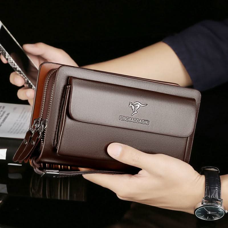 Pochette en cuir véritable pour homme