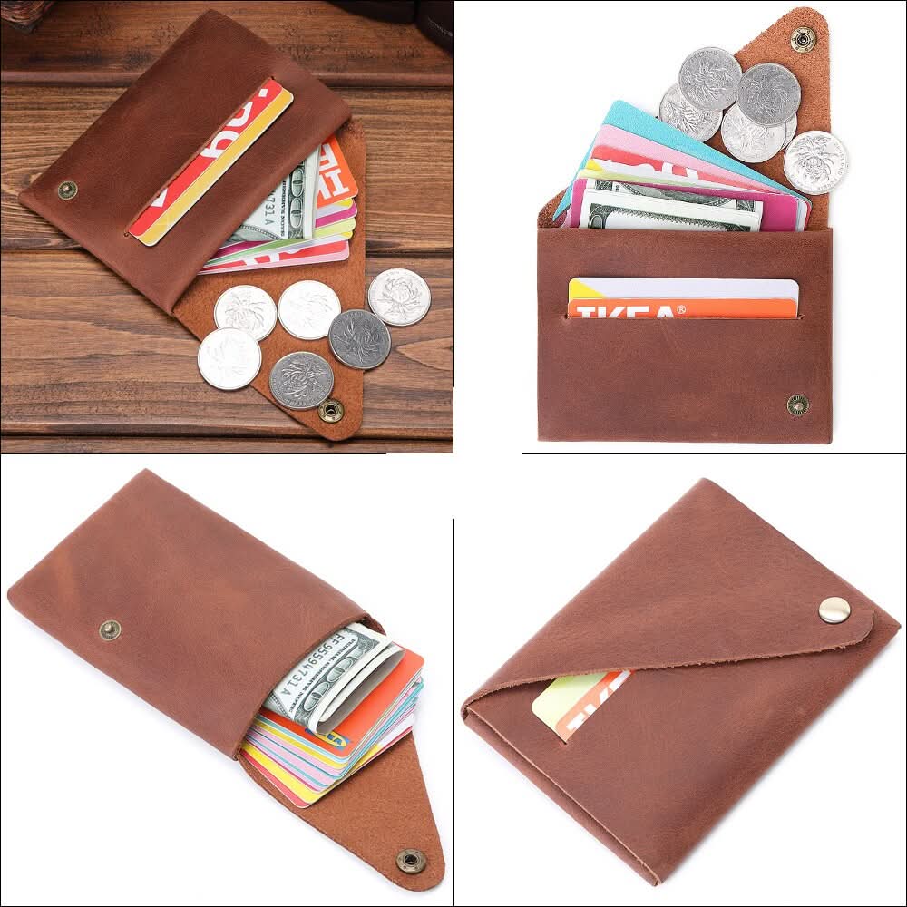 Porte-cartes minimaliste en cuir minc
