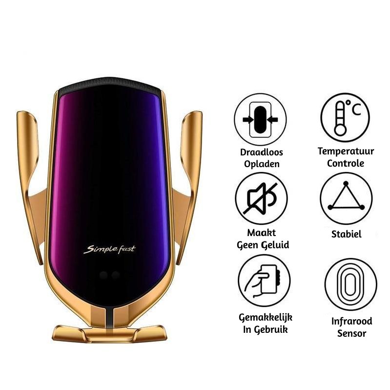 PREMIUM - Support de téléphone à serrage automatique | Chargeur sans fi