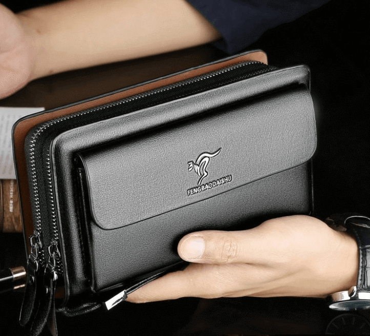 Pochette en cuir véritable pour homme