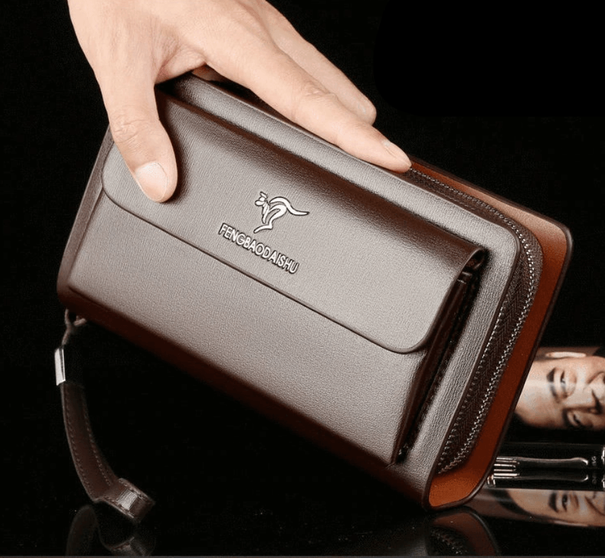 Pochette en cuir véritable pour homme
