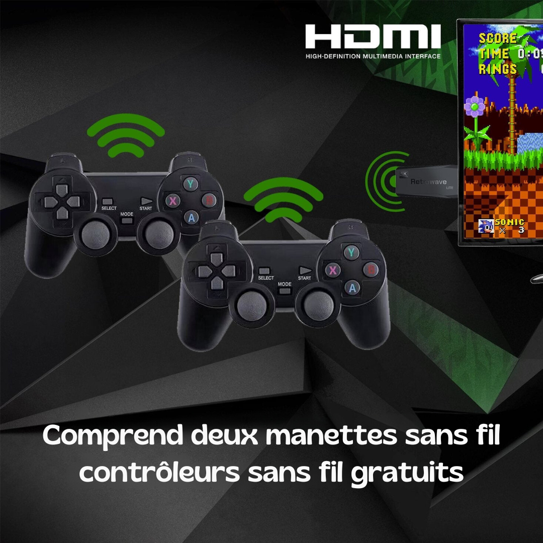 ReplayRetro™ (4K + 64 Go) | 15 000 JEUX RETRO + 2 CONTROLEURS SANS FIL