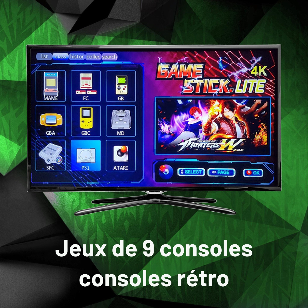 ReplayRetro™ (4K + 64 Go) | 15 000 JEUX RETRO + 2 CONTROLEURS SANS FIL