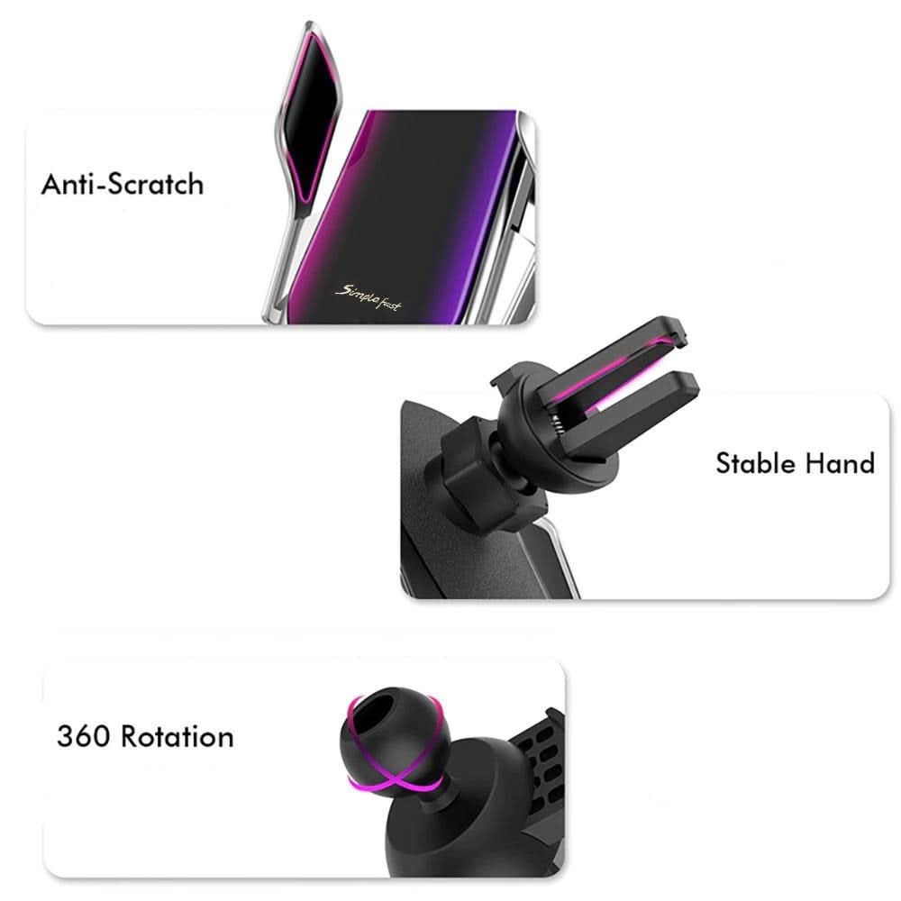 PREMIUM - Support de téléphone à serrage automatique | Chargeur sans fi