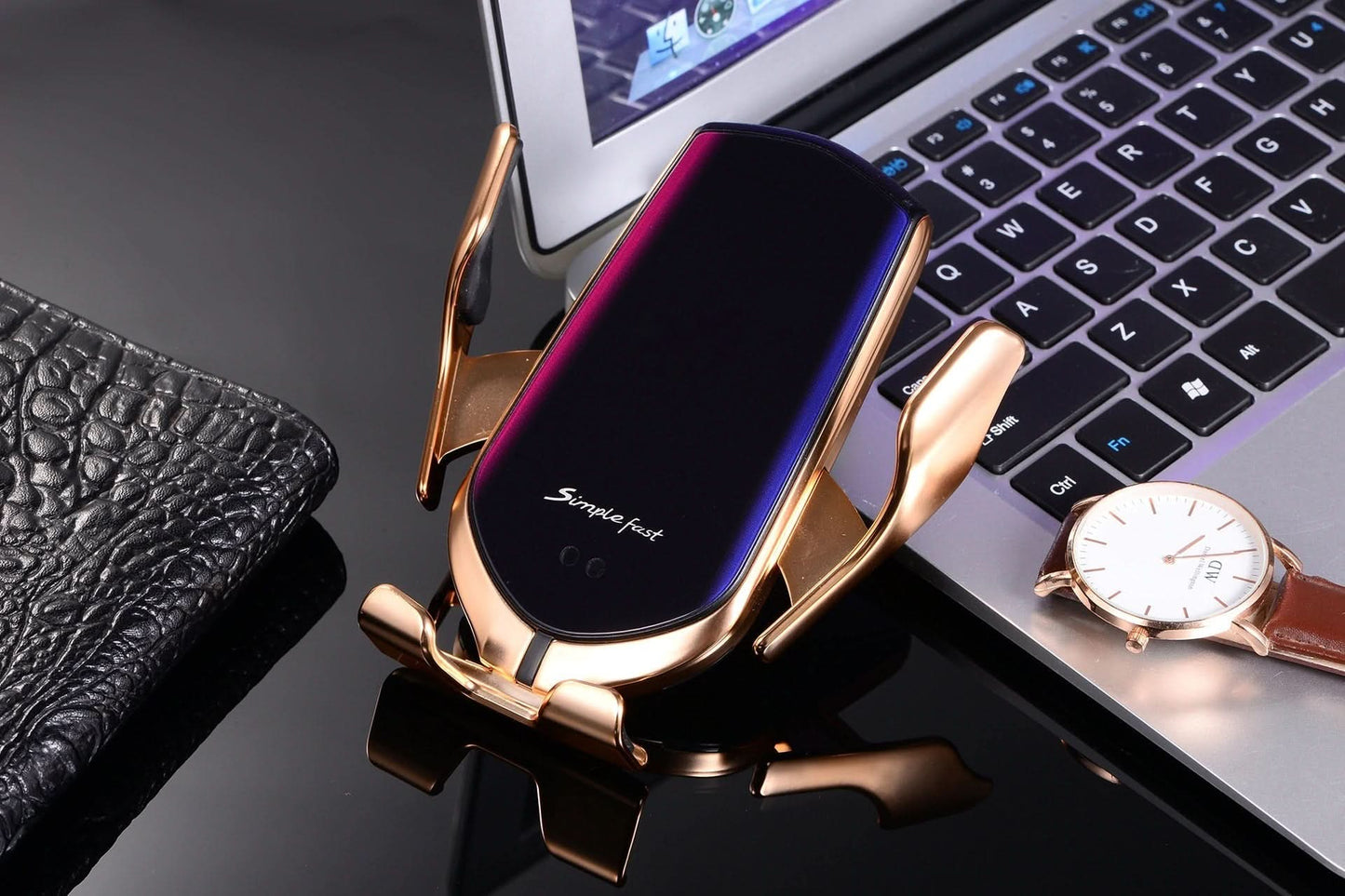 PREMIUM - Support de téléphone à serrage automatique | Chargeur sans fi