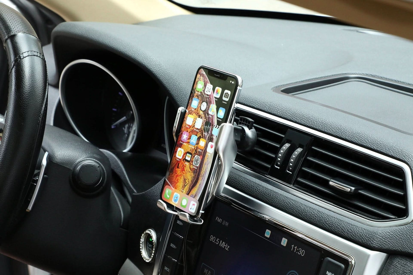 PREMIUM - Support de téléphone à serrage automatique | Chargeur sans fi