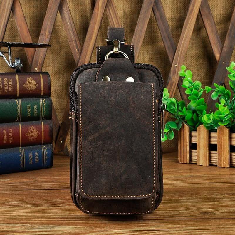 Sac de ceinture en cuir véritable pour homme