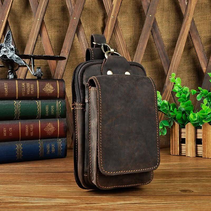 Sac de ceinture en cuir véritable pour homme