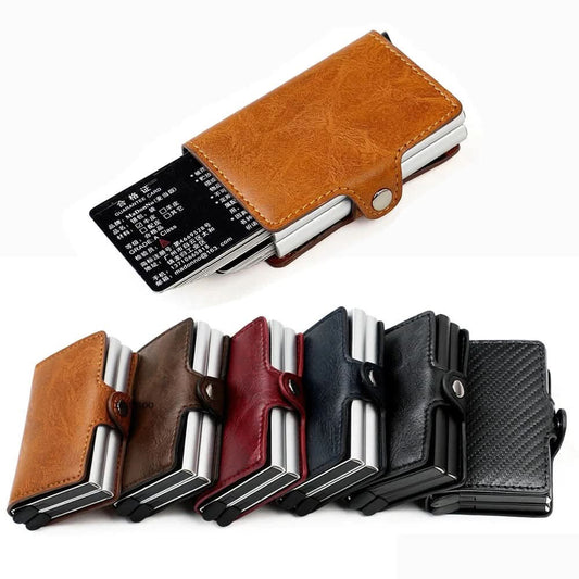 RFID Portefeuille en cuir avec supports en aluminium escamotables - Protégez vos cartes et votre identité